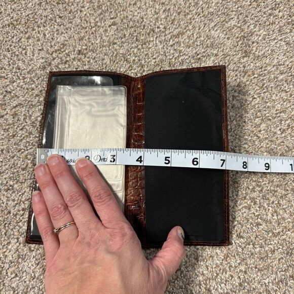 Wilsons Leather vintage brown croc embossed rather bi-fold wallet portfolio - Picture 10 of 11